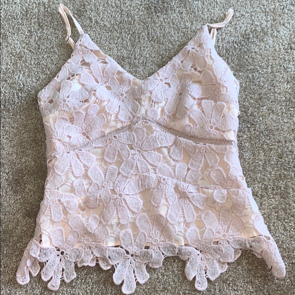 Pale Pink lace flower top